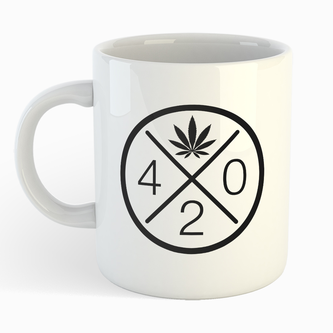 Weiße Tasse - 420 Logo