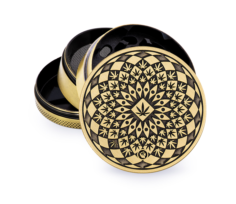 Metal Grinder Gold Leaf Pattern (⌀60 mm / 4-parts)