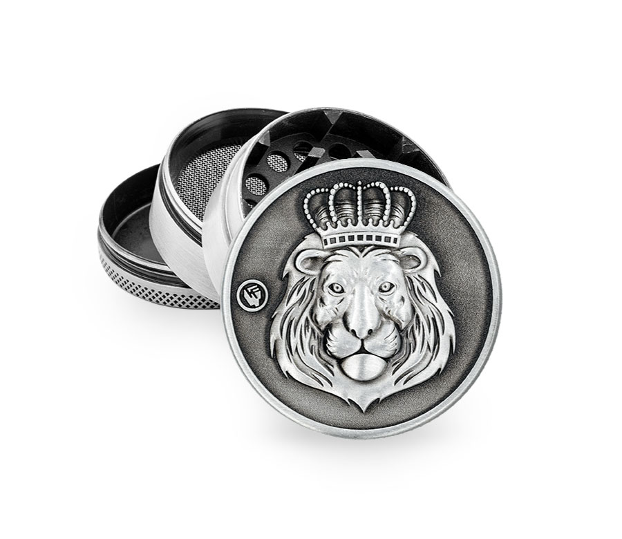 Metal Grinder Silver Rasta Lion (⌀50 mm / 4-parts)
