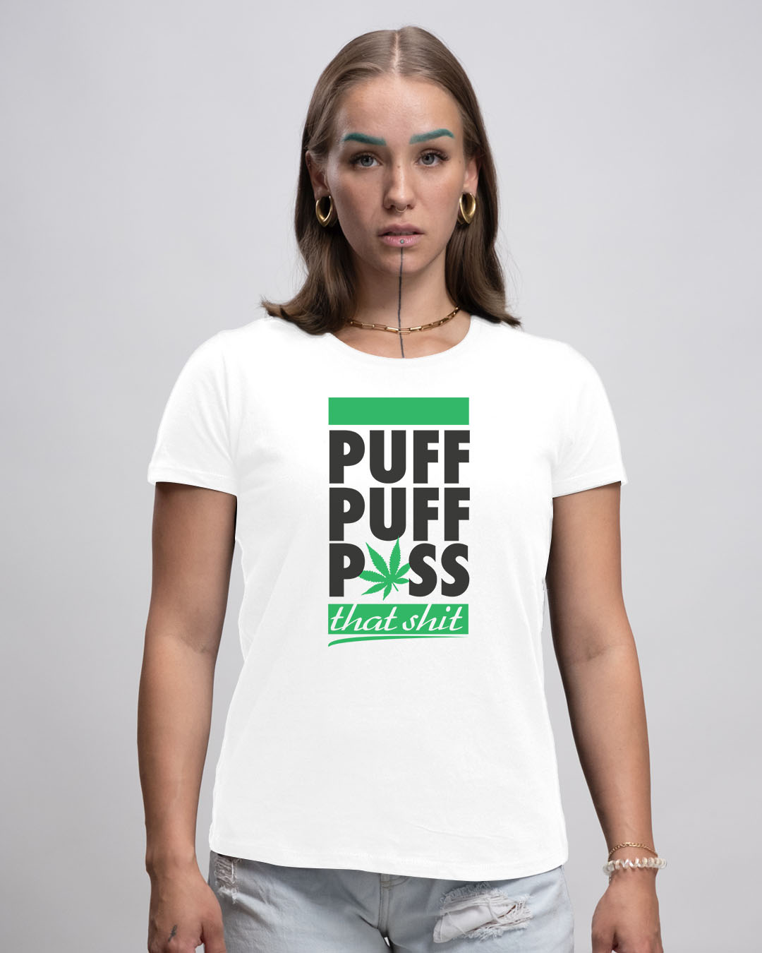 Basic Damen T-Shirt - PUFF PUFF PXSS THAT SHIT