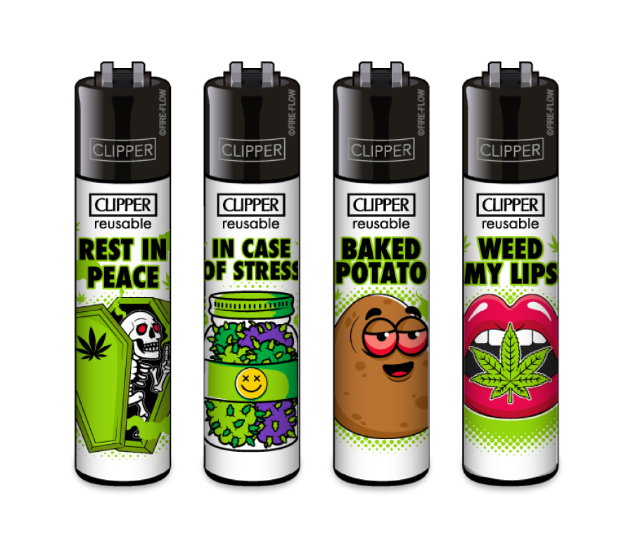 Weed Slogan #12 - 4er Set CLIPPER CLASSIC Large