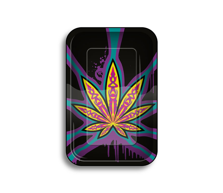 Metal Rolling Tray Neon Leaves 3/4 (275 mm x 175 mm)