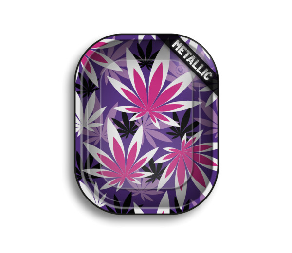 Metal Rolling Tray - Pink Leaves 1/4 (140 mm x 180 mm)
