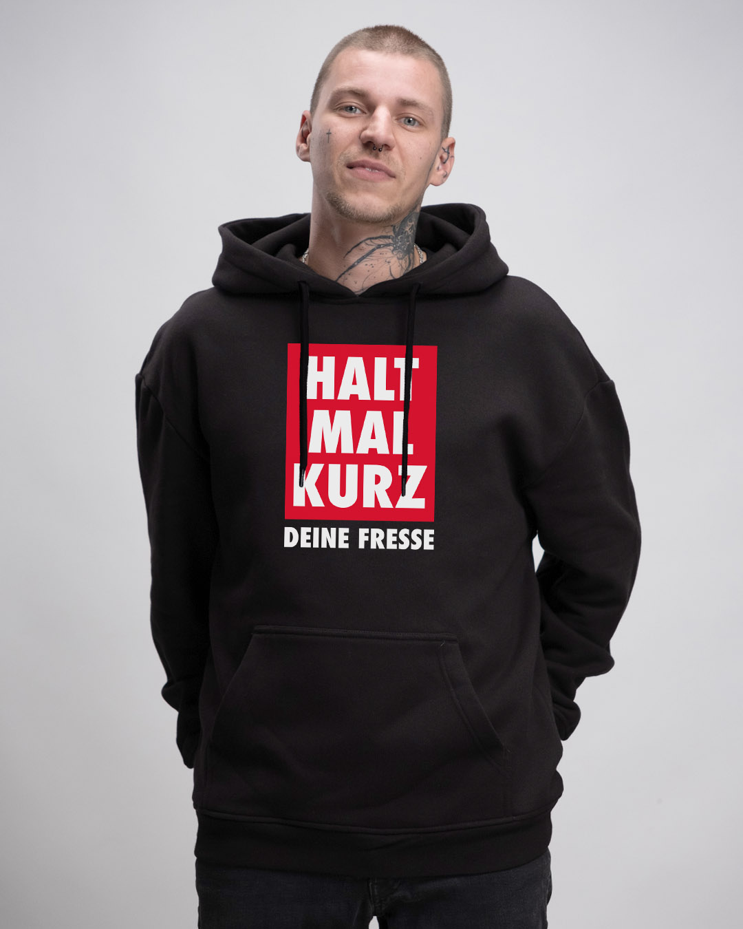 Oversized Hoodie Unisex - HALT MAL KURZ DEINE FRESSE