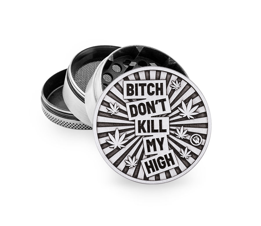 Metal Grinder Silver Bitch Dont Kill My High (⌀50 mm / 4-parts)