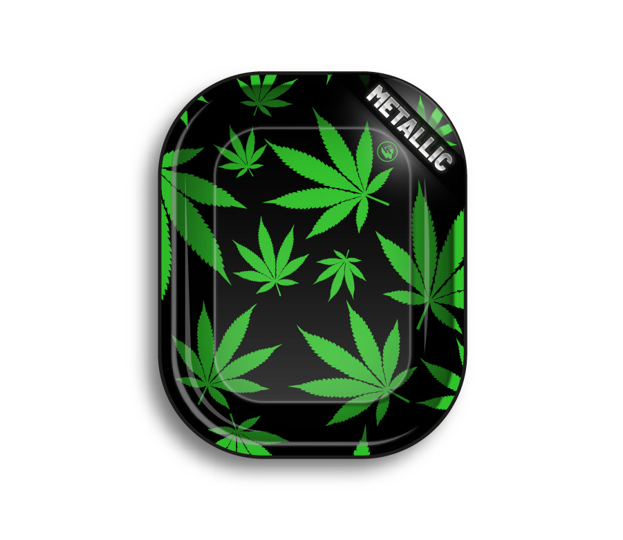 Metal Rolling Tray Leaves Green (140 mm x 180 mm)