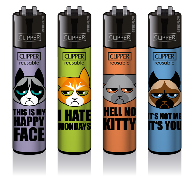 Angry Cats - 4er Set CLIPPER CLASSIC Large