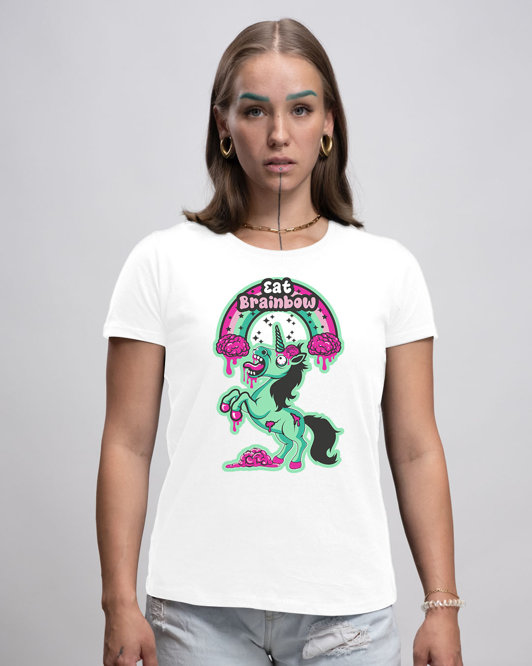 Basic Damen T-Shirt - EAT BRAINBOW