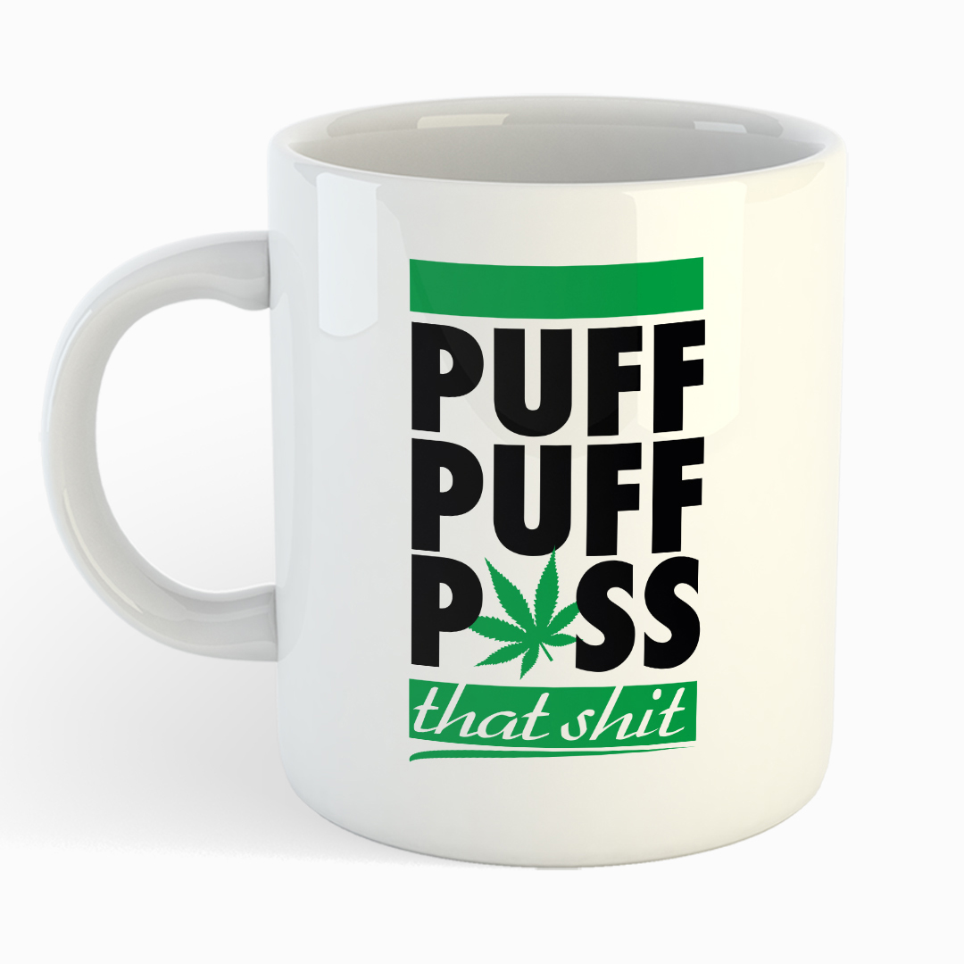 Weiße Tasse - PUFF PUFF PASS